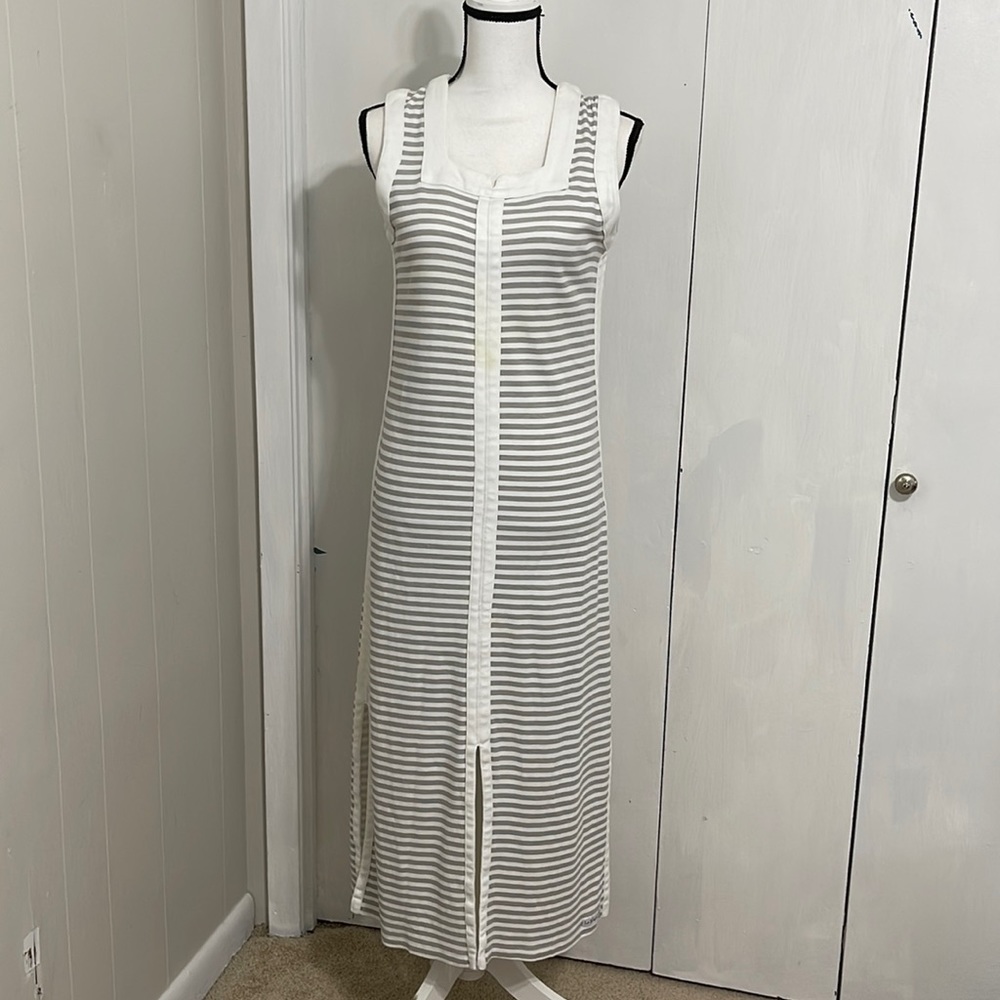 Le Blé en Herbe Women’s Long Dress Striped White and Grey